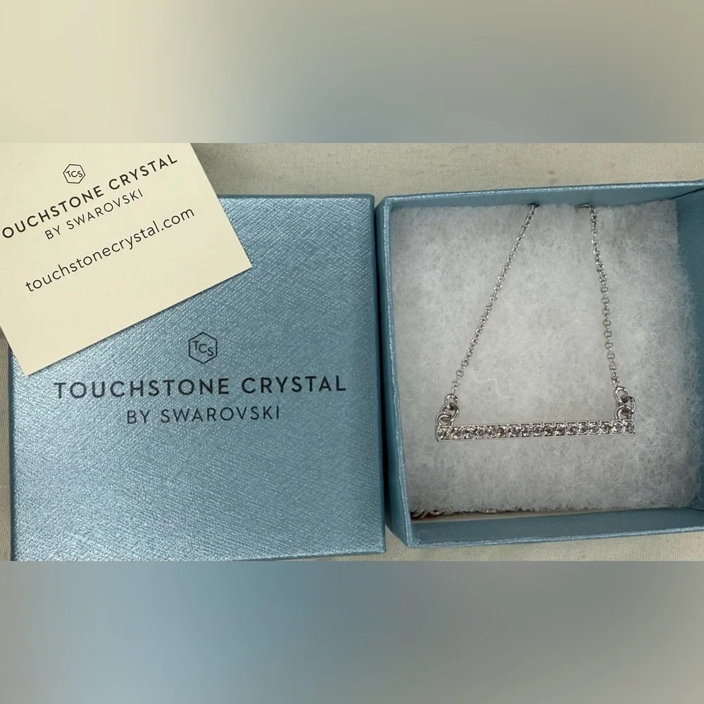 Pave Bar Necklace by Touchstone Crystal - Picture 2 of 4